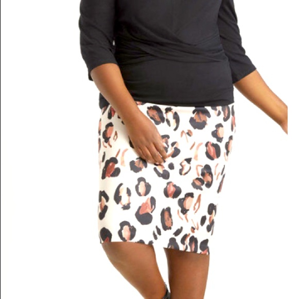 Neoprene Pencil Skirt from ELOQUII; Sz 14; color Panthera